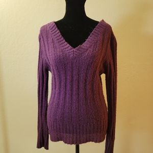 Anchor Blue Purple Deep V-neck Sweater